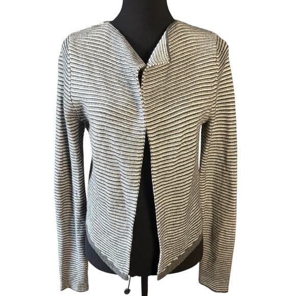 Express Women's Cardigan Sweater Green White Medium Cropped - Picture 1 of 4